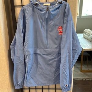 Champion Light Blue Windbreaker Jacket Medium worn 1X